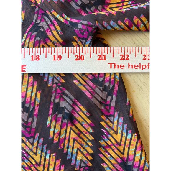 Blu Pepper By Anthropologie Blouse Women L Sheer Fairycore Boho Aztec Sheer 80s - Picture 12 of 15